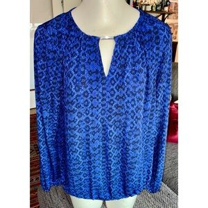 NWOT Michael Michael Kors Long-sleeve Blue/black Top, Sz M
